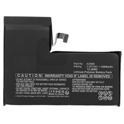 MBXAP-BA0175 MBXAP-BA0175 CoreParts Battery for Apple Mobile, 12.38Wh Li-Polymer 3.87V 3200mAh Black, for iPhone 14 Pro A2866