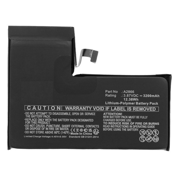MBXAP-BA0175 CoreParts Battery for Apple Mobile, 12.38Wh Li-Polymer 3.87V 3200mAh Black, for iPhone 14 Pro A2866