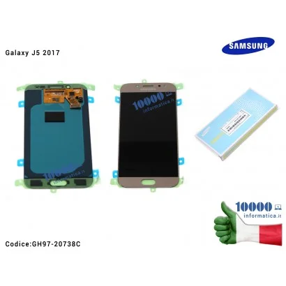 GH97-20738C Display LCD con Vetro Touch Screen SAMSUNG Galaxy J5 2017 SM-J530FN SM-J530 (ORO/GOLD)
