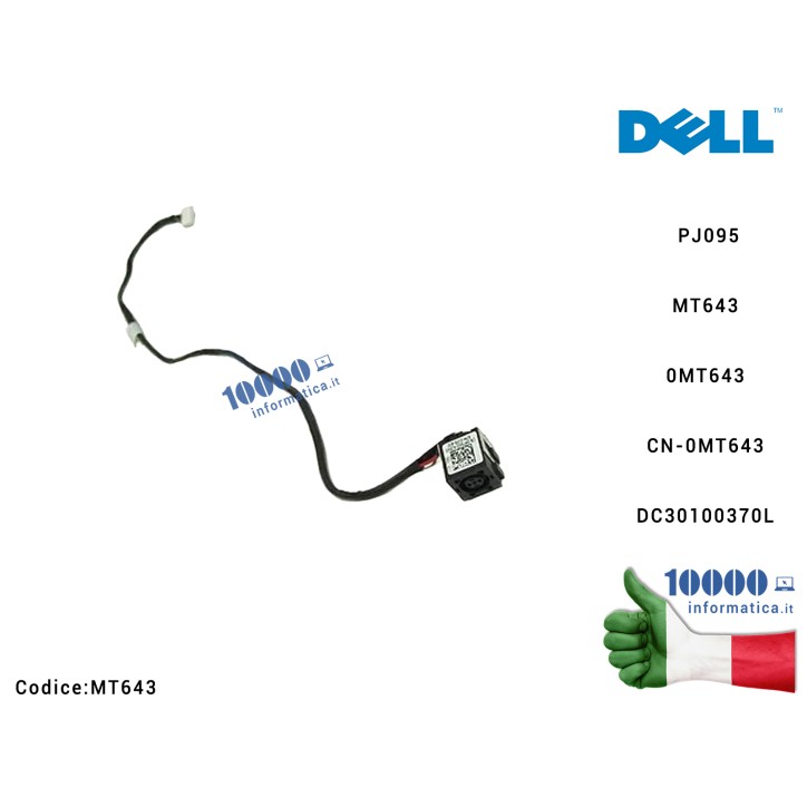 Connettore DC Power Jack PJ095 DELL Latitude E6400 E6410 E6500 M2400 MT643 0MT643 CN-0MT643 DC30100370L