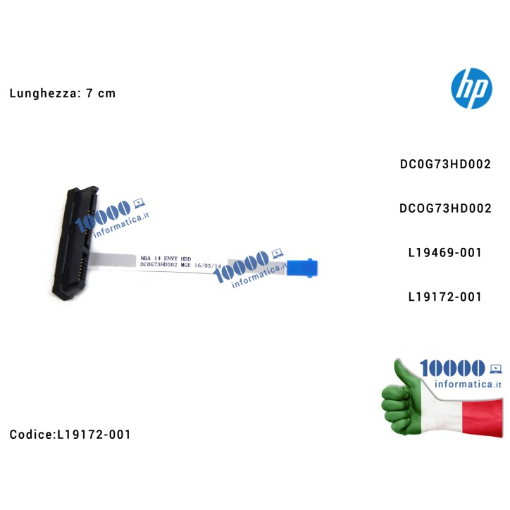 Cavo Connettore Hard Disk HDD SATA HP [7 cm] Pavilion 14-CE 14-BP 14-BK DCOG73HD002 L19172-001 L19469-001 14-CE0027TX 14-CE0014T