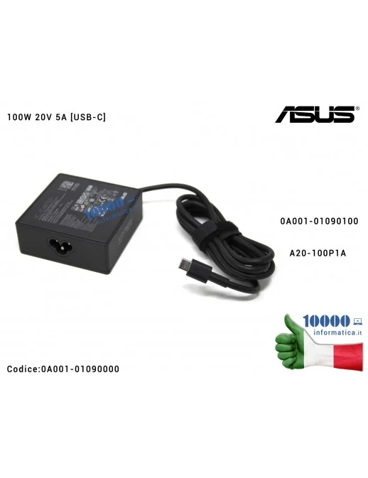 0A001-01090000 Alimentatore ASUS 100W 20V 5A [USB-C] ZenBook 14X OLED UM540 TUF Gaming Dash F15 FX516 FX517 UX5401 UX5400E Ze...