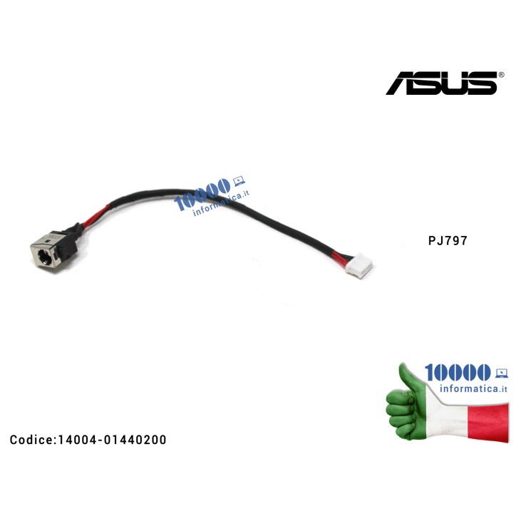 Connettore DC Power Jack PJ797 ASUS K450 X450 X450J X450JF A45J A40J X450JF X450VE X450JN K450JN X450JB [13,5 cm] 14004-01440200