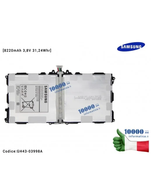 GH43-03998A Batteria T8220E SAMSUNG Galaxy Note P600 SM-P600 P605 SM-P605 P6000 SM-P6000 (2014) P6050 SM-P6050 (2014) Tab PRO...