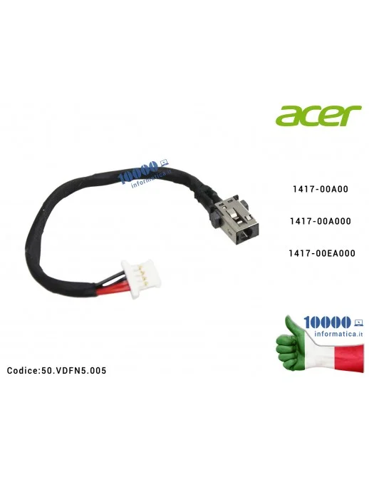 50.VDFN5.005 Connettore DC Power Jack ACER Swift 3 SF314-51 TravelMate TMX349-G2-M TMX349-M 1417-00A00 1417-00A000 1417-00EA0...