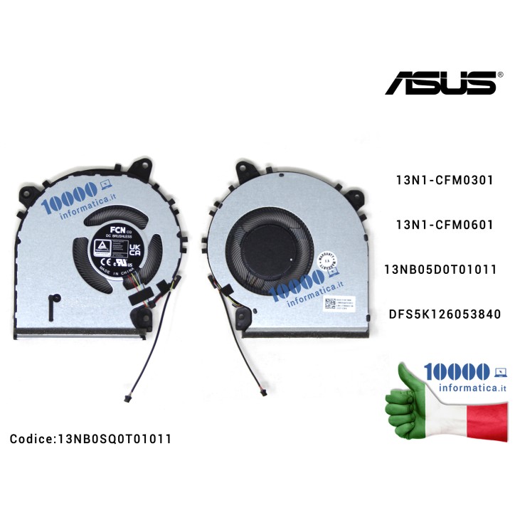 Ventola Fan CPU ASUS VivoBook X515 X515D X515F X515J X515JA X515M X515MA X515JF X515K X515U X515UA 13N1-CFM0301 13N1-CFM0601 13NB0SQ0T01011 13NB05D0T01011 13NB0TG0T04011