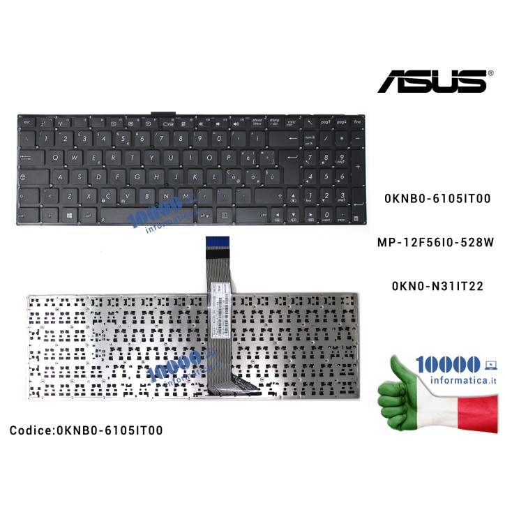 Tastiera Italiana ASUS K56 K56C K56CA K56CB K56CM S56C S56CA S56CB S56CM (NO FRAME) (FLAT LUNGO) 0KN0-N31IT130KN0-N31IT22 0KN0-P