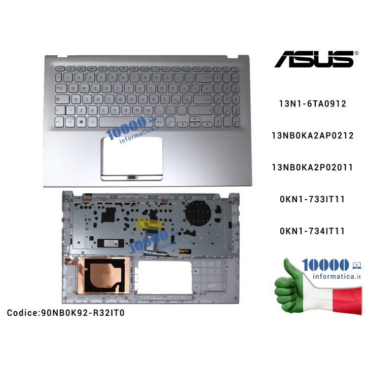 Tastiera Italiana Retroilluminata Completa di Top Case Superiore ASUS VivoBook 15 X512 F512 (Transparent Silver) F512D F512DA F512DK F512F F512FA F512FB X512D X512DA X512DK X512F X512FA X512FB 13N1-6TA0912 13NB0KA2AP0212 0KN1-734IT11 0KNB0-5114IT00