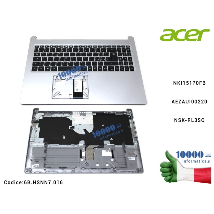 Tastiera Italiana Top Case Superiore ACER Aspire A515-55 A515-55G (SILVER) 6BHSNN7016 NKI15170FB AEZAUI00220 NSK-RL3SQ Tastiera Italiana Top Case Superiore ACER Aspire A515-55 A515-55G (SILVER) 6BHSNN7016 NKI15170FB AEZAUI00220 NSK-RL3SQ