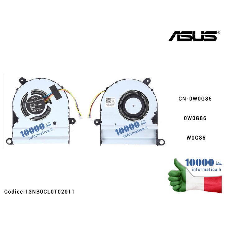 Ventola Fan CPU ASUS ZenBook UX310U UX310UA UX310UQ UX410 UX410U UX410UA UX410UQ 13NB0CL0T02011 CN-0W0G86 0W0G86 W0G86