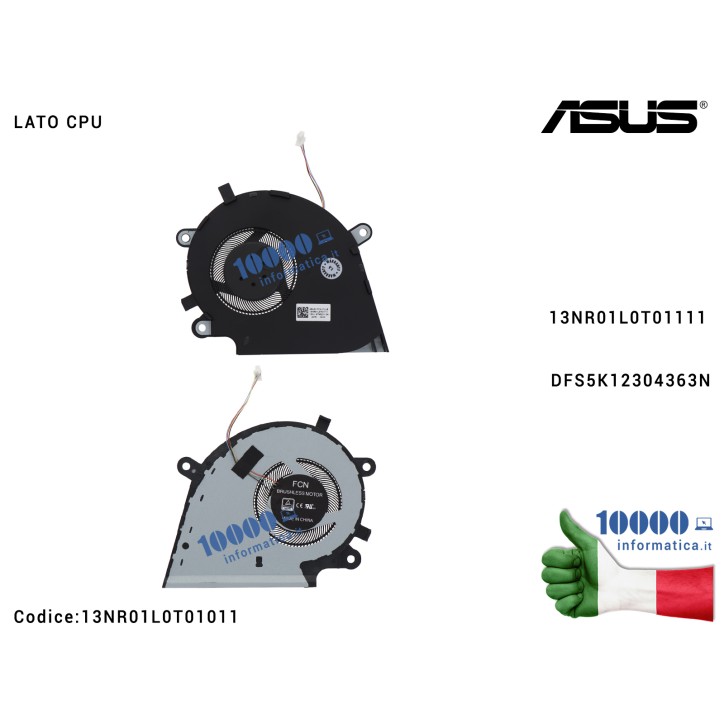 Ventola Fan CPU ASUS ROG Strix G531 G531G G531GT G531GU G531GD 13NR01L0T01011 13NR01L0T01111 DFS5K12304363N