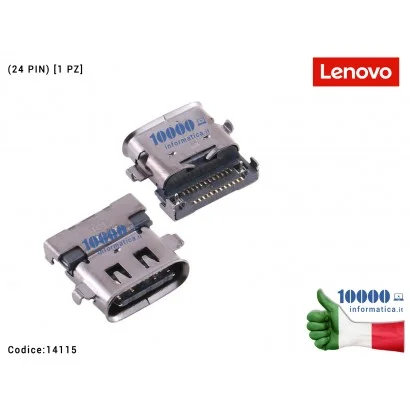 14115 Connettore Porta USB-C (Type-C) Femmina (24 PIN) [1 PZ] LENOVO ThinkPad X280 X390 T490 T495 T480S X1 T590 Carbon 6th L13