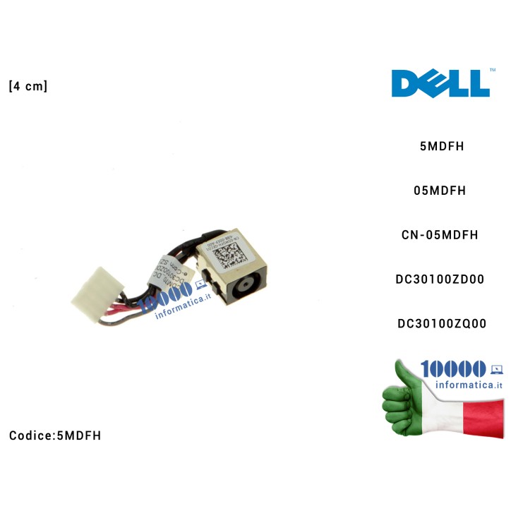 Connettore DC Power Jack PJ529 DELL Latitude 5480 5488 5490 5491 5495 [4 cm] 5MDFH 05MDFH CN-05MDFH DC30100ZD00 CDM70 DC30100ZQ00