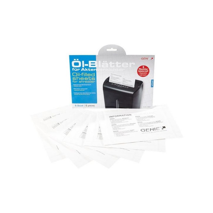 12627 Genie Paper Shredder Accessory 6 Pc(S) Lubricant Sheets