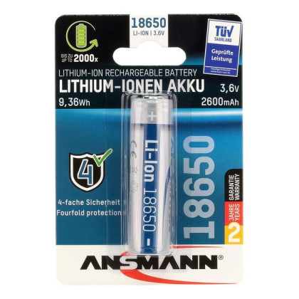 1307-0000 ANSMANN Li-Ion Akku 18650 Rechargeable Battery
