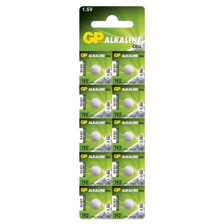 17168 GP ALKALINE BUTTON CELL LR41 Blister with 10 batteries.