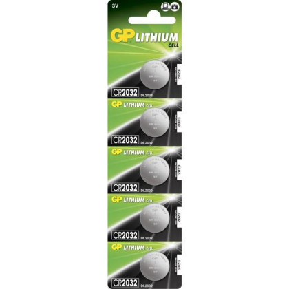 2188 GP LITHIUM BUTTON CELL CR2032 - Pack of 5 Lithium CR2032,