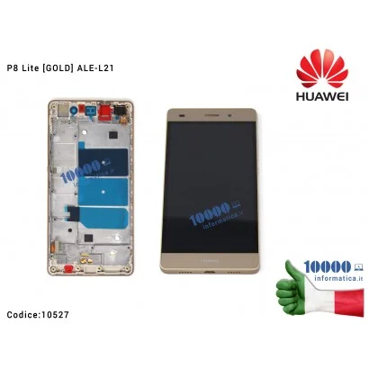 10527 Display LCD con Vetro Touch Screen + Frame HUAWEI P8 Lite [GOLD] ALE-L21