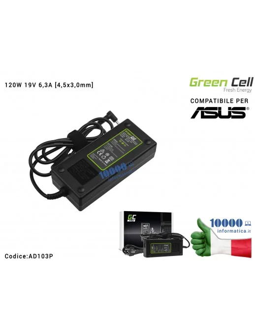 Alimentatore Green Cell 120W 19V 6,3A [4,5x3,0mm] Compatibile per ASUS N501J N501JW ZenBook Pro UX501 UX501J UX501JW UX501V UX50