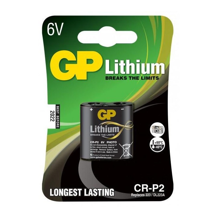 3701 GP LITHIUM BATTERY CR P2 3701, Any brand, 6 V, Lithium