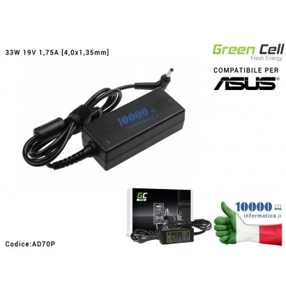 AD70P Alimentatore Green Cell PRO ASUS 33W 19V 1,75A [4,0x1,35mm] Compatibile per ASUS VivoBook Asus X201E F200CA F200MA F201...