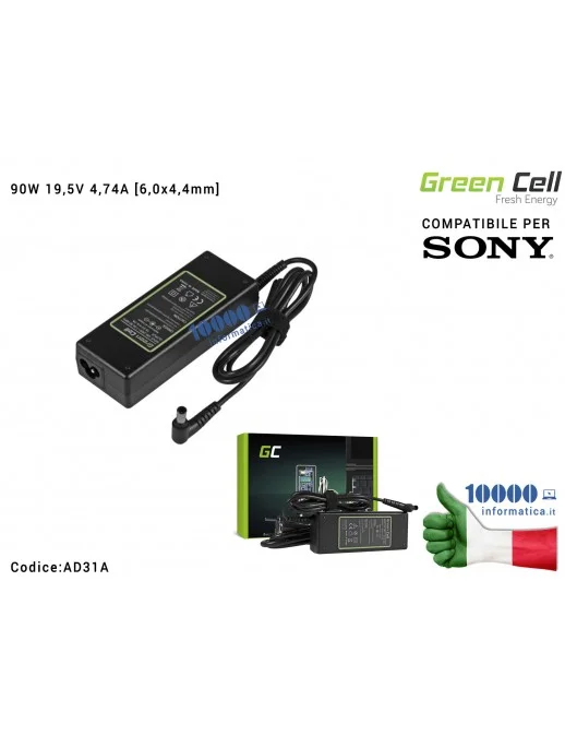 Alimentatore Green Cell PRO 90W 19,5V 4,74A [6,5x4,4mm] Compatibile per SONY Vaio PCG-71211M PCG-71811M 14 15E