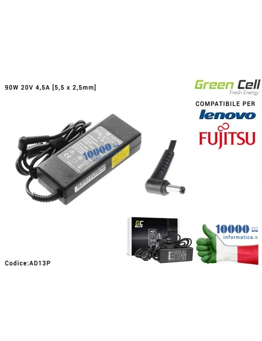 Alimentatore Green Cell PRO 90W 20V 4,5A [5,5 x 2,5mm] Compatibile per LENOVO IdeaPad Z510 Z580 G450 P580 B470 G565 FUJITSU Amil