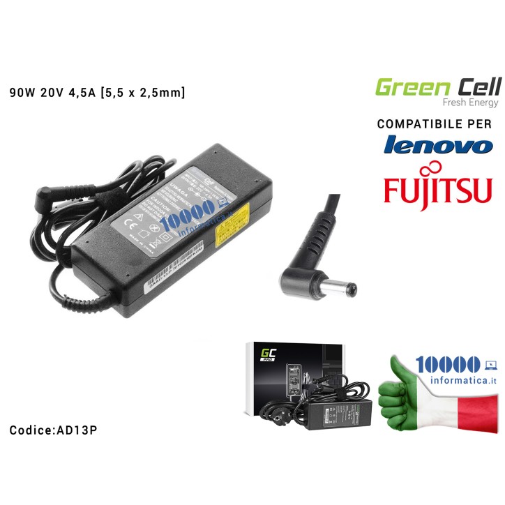 Alimentatore Green Cell PRO 90W 20V 4,5A [5,5 x 2,5mm] Compatibile per LENOVO IdeaPad Z510 Z580 G450 P580 B470 G565 FUJITSU Amil