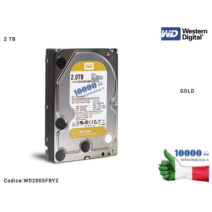 Hard Disk 3,5'' [2TB] WESTERN DIGITAL WD2005FBYZ (GOLD) 7200RPM Cache 128MB