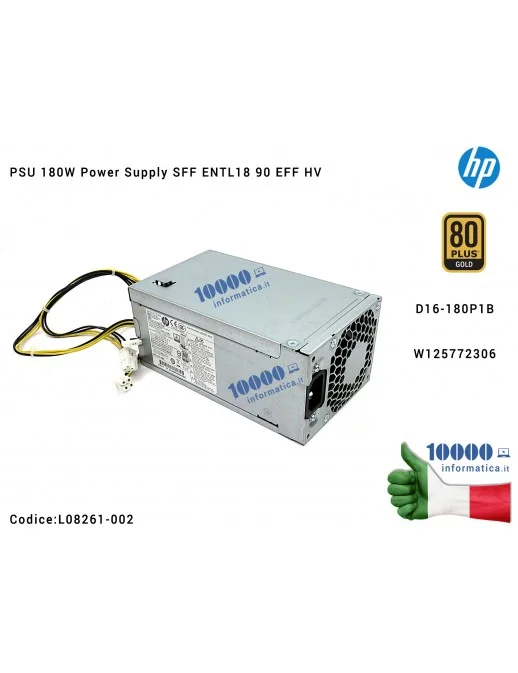 Alimentatore HP 180W Pavillion 590 590-P 590-P0100NA PSU D16-180P1B Power Supply SFF ENTL18 90 EFF HV 80 Plus Gold L08660-800 L0