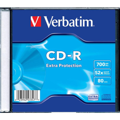 43347 Verbatim CD-R 700MB 52X SINGLE SC EXTRA PROTECTION SURFACE CD-R