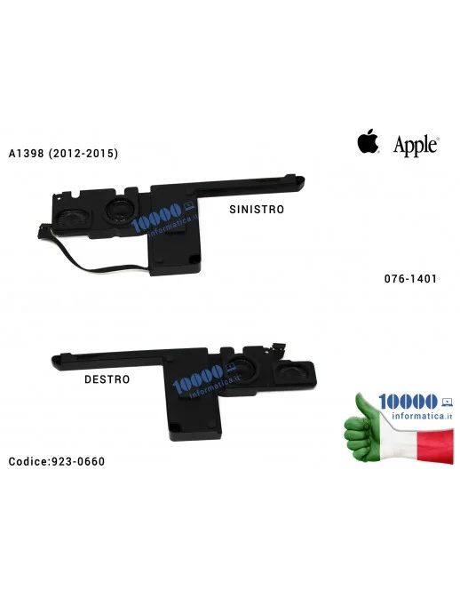Altoparlanti Speaker APPLE MacBook Pro 15'' Retina A1398 (2012-2015) MC975 MC976 ME664 ME665 [COPPIA] 923-0660 076-1401