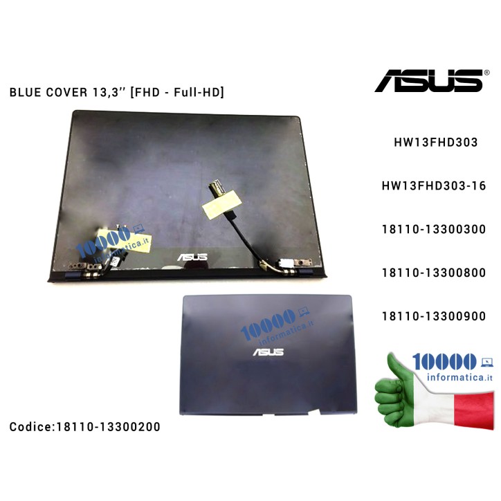 Display LCD con Vetro Touch Screen Unità Completa ASUS ZenBook UX301 UX301A UX301AL [FHD] (BLU) Full-HD Cover Assembly 13,3'' HW