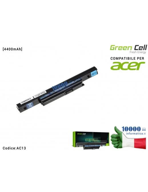 Batteria AS10B75 Green Cell Compatibile per ACER Aspire 5553 5625G 5745 5745G 5820T 5820TG 7250 7739 7745 [4400mAh]