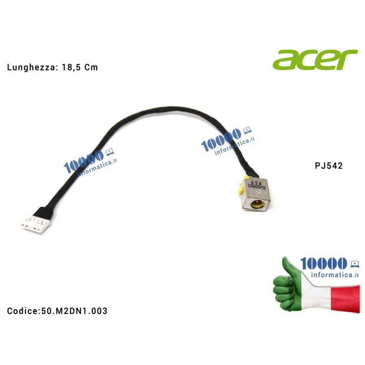 Connettore DC Power Jack PJ542 ACER Aspire V5-571 V5-531 V5-431 V5-471 50.4TU12.041 50.M2DN1.003 50M2DN1003