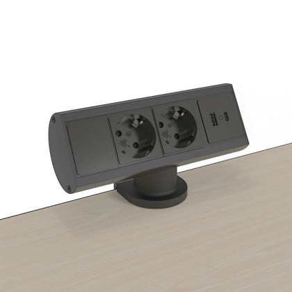 935-D2CC Forming Function Smartline Desk Alu/Black 9102000109 2 Power, 1 USB