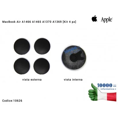 10626 Gommini Bottom Case Apple MacBook Air A1466 A1465 A1370 A1369 [Kit 4 pz] Set Piedini Bottom Rubber Feet Foot