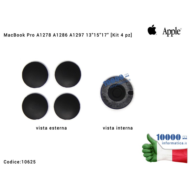 Gommini Bottom Case Apple MacBook Pro A1278 A1286 A1297 [Kit 4 pz] Set Piedini Bottom Rubber Feet Foot