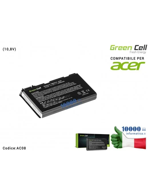 Batteria GRAPE32 Green Cell Compatibile per ACER (10,8V) TravelMate 5220 5520 5720 7520 7720 Extensa 5100 5220 5610 [4400mAh]