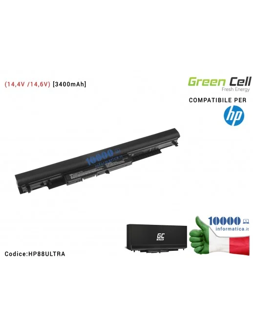 Batteria HSTNN-PB6S Green Cell Compatibile per HP 14 15 17 (14,4V /14,6V) HP 240 245 250 255 G4 G5 [3400mAh]