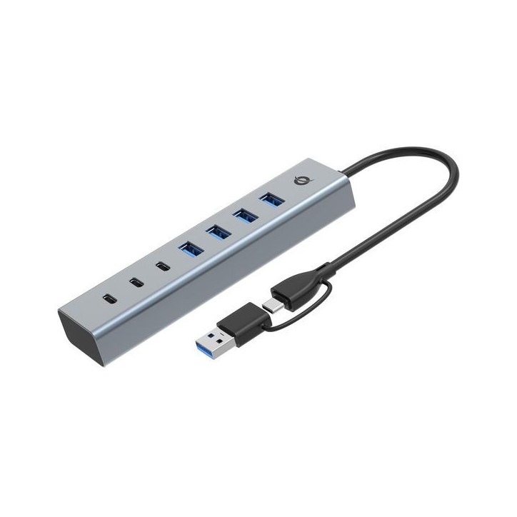 HUBBIES20G Conceptronic 7-Port Usb 3.0 Hub, 5Gbps, Usb-C X 3, Usb-A X 4