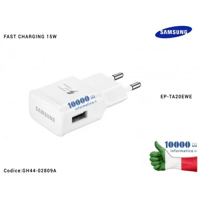 GH44-02809A Carica batterie USB [15W] SAMSUNG (BIANCO) (BULK) Galaxy S8 S8 Plus SM-G950F SM-G955F