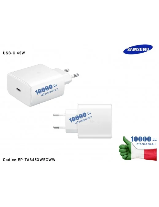 Caricabatterie USB-C [45W] SAMSUNG (BIANCO) EP-TA845XWE (BULK) Super Fast Charge 2.0 Galaxy Note 10+ S20 Ultra
