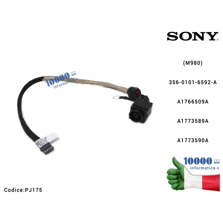 Connettore DC Power Jack PJ175 SONY VPC-EC PCG-91112M PCG-91111M (M980) 356-0101-6592-A