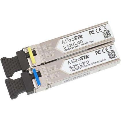 S-3553LC20D MikroTik Pair of SFP modules, S-35LC20D 10088 1.25G SM 20km T1310nm/R1550nm