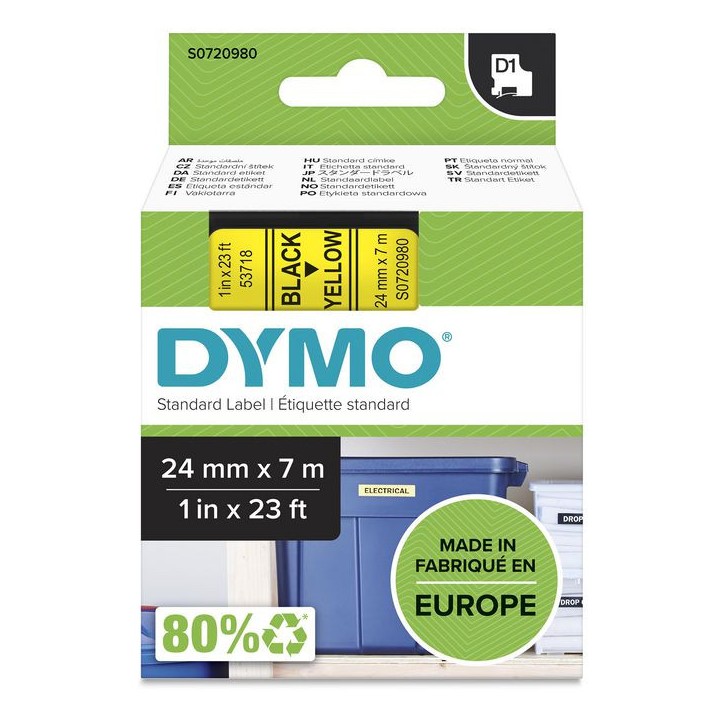 S0720980 DYMO D1 Standard 24mm 53718 24mm x 7m