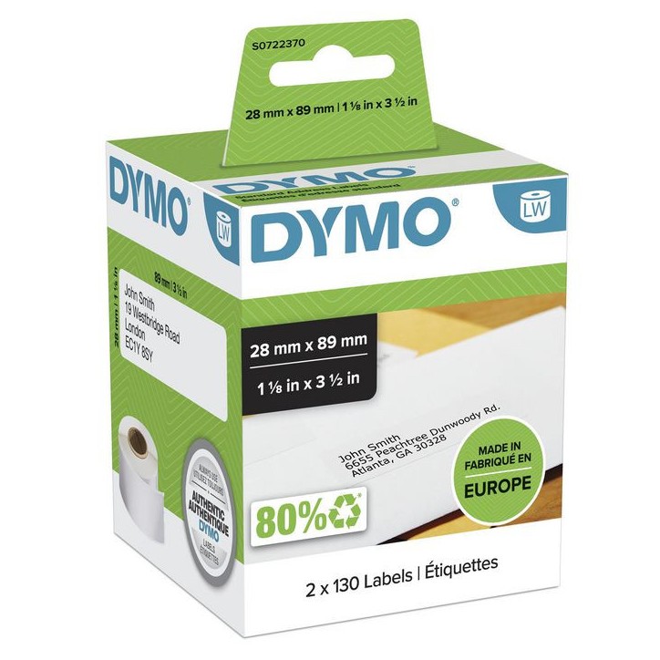 S0722370 DYMO Address Label 2pack 99010 89mm x 28mm