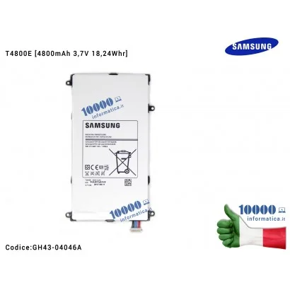 Batteria T4800E SAMSUNG Galaxy Tab PRO T320 SM-T320 T325 SM-T325 (LTE) [4800mAh 3,7V 18,24Whr]
