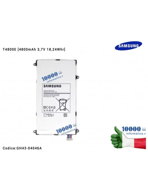 GH43-04046A Batteria T4800E SAMSUNG Galaxy Tab PRO T320 SM-T320 T325 SM-T325 (LTE) [4800mAh 3,7V 18,24Whr]