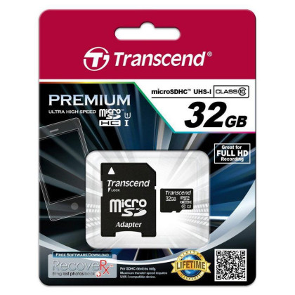 TS32GUSDU1 Transcend SDHC Micro UHS-1 32GB Class 10 Incl. Adapter for SD format